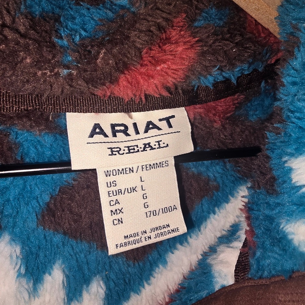 Ariat Berber Snap Front Sweatshirt Women Large Blue Aztec Fleece Western - Picture 3 of 7